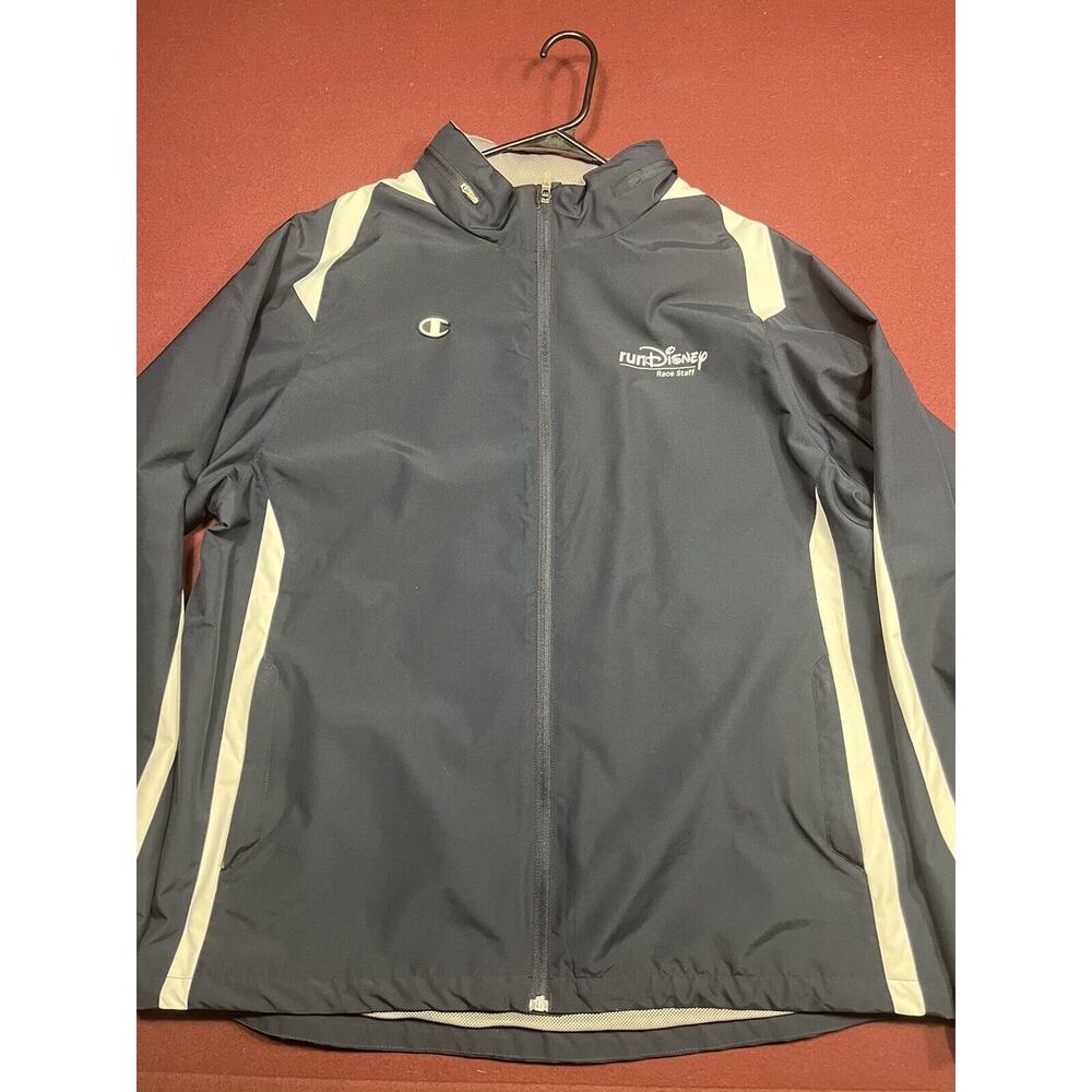 Disney Parks RUN DISNEY Race staff Windbreaker Jacket Navy Blue Champion Size XL